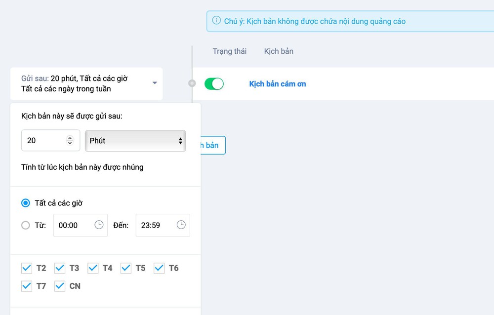 Hướng dẫn tạo tin nhắn tự động cảm ơn khách hàng bằng chatbot Bizfly