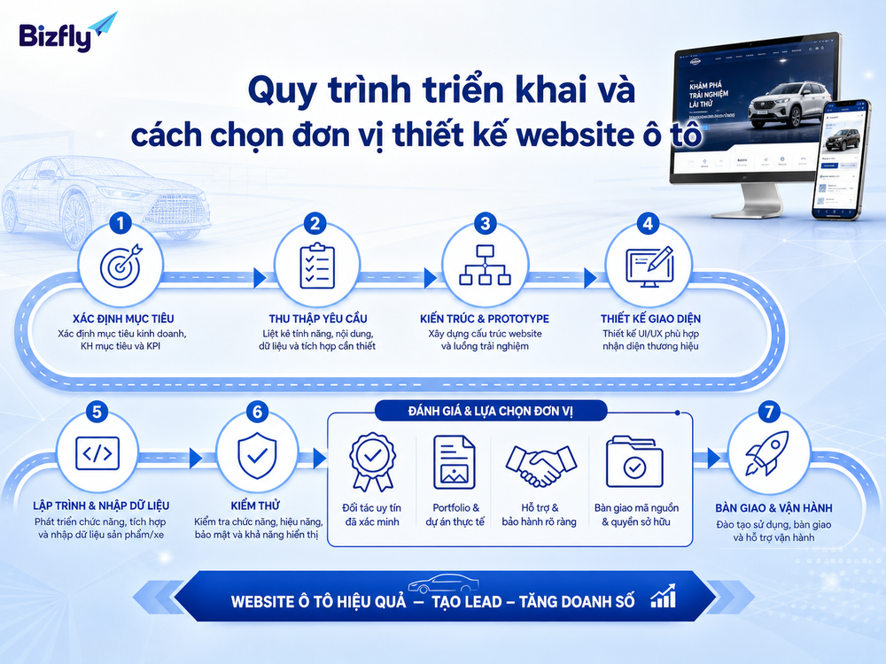 Quy trình triển khai và cách chọn đơn vị thiết kế website ô tô