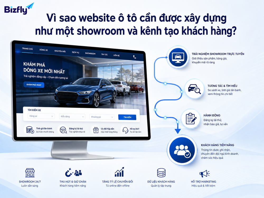 Vì sao website ô tô cần được xây dựng như một showroom và kênh tạo khách hàng?