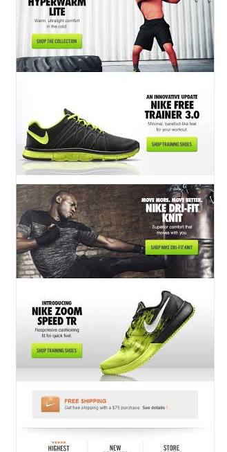 Mẫu Newsletter quảng bá và giới thiệu sản phẩm giày Nike
