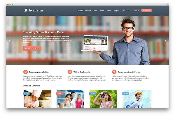 Mẫu thiết kế website dạy học trực tuyến Academy