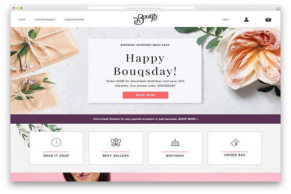 Mẫu thiết kế website bán hoa tươi thu hút