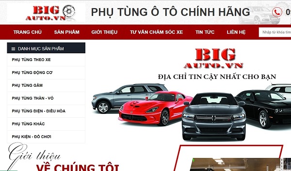 mẫu thiết kế website phụ tùng ô tô ấn tượng, thu hút