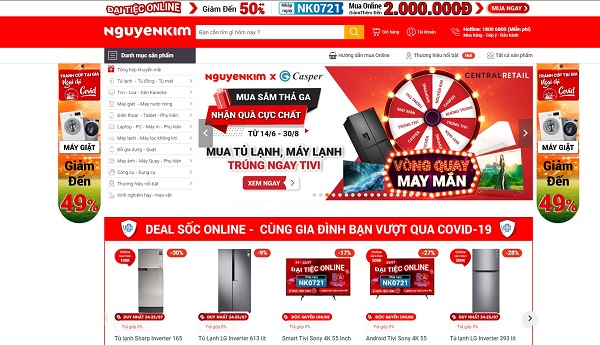 mẫu thiết kế website điện máy, điện tử, điện lạnh Nguyễn Kim