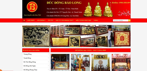 Mẫu thiết kế website bán đồ thờ cúng Bảo Long