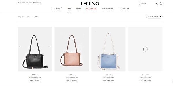 mẫu thiết kế website bán túi xách online