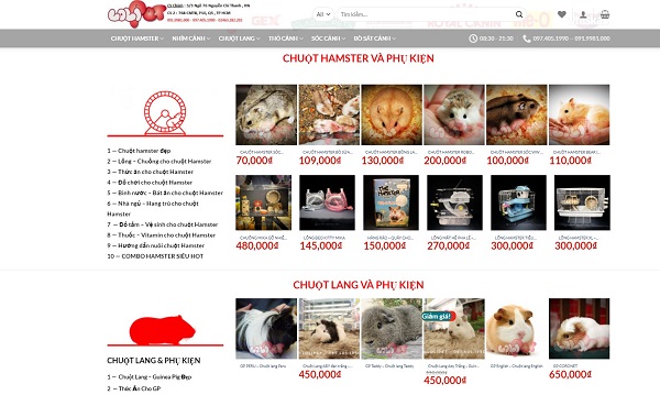 mẫu thiết kế website thú cưng, kinh doanh chó mèo
