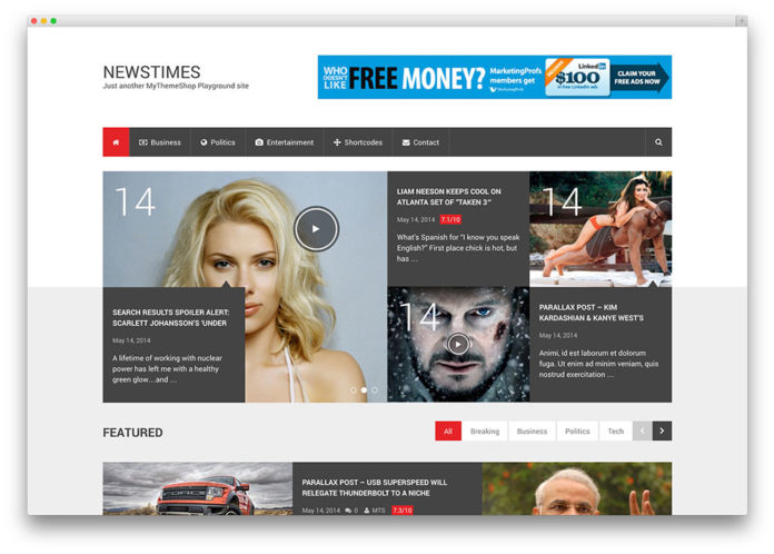 Newstime - Mẫu thiết kế website báo điện tử, tin tức nổi bật