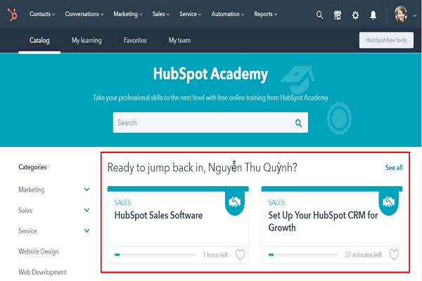 Phần mềm quản lý sale của Hubspot