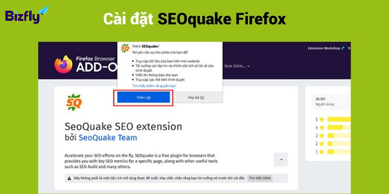 SEOquake với  trình duyệt Mozilla Firefox