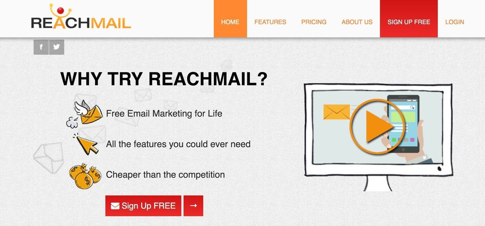 ReachMail - Trang web tạo email marketing nổi bật