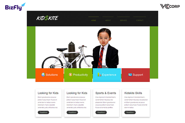 Mẫu thiết kế website giáo dục, đào tạo Kidkites