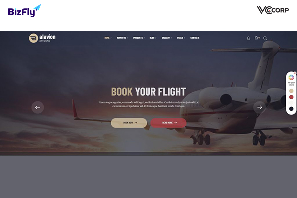 Mẫu thiết kế website bán vé máy bay Alavion đẹp mắt