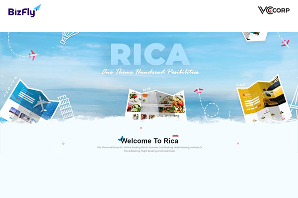 Mẫu thiết kế website bán vé máy bay hiện đại của Rica