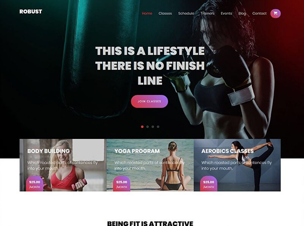 Mẫu thiết kế website phòng tập gym, thể hình Robust