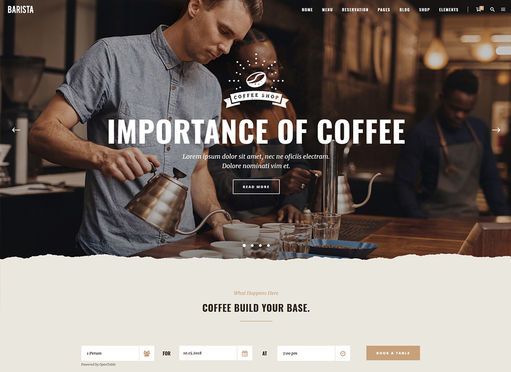 Mẫu thiết kế website quán cà phê Barista