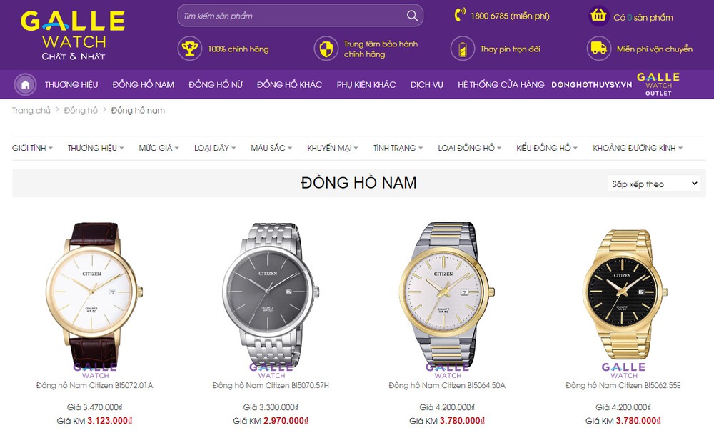 mẫu thiết kế website bán đồng hồ cao cấp, chuẩn SEO