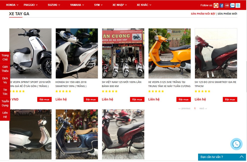 Các chức năng quan trọng khi thiết kế website xe máy