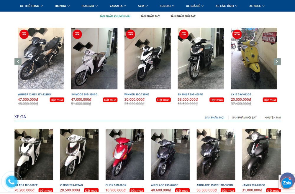Một vài lưu ý khi thiết kế website xe máy