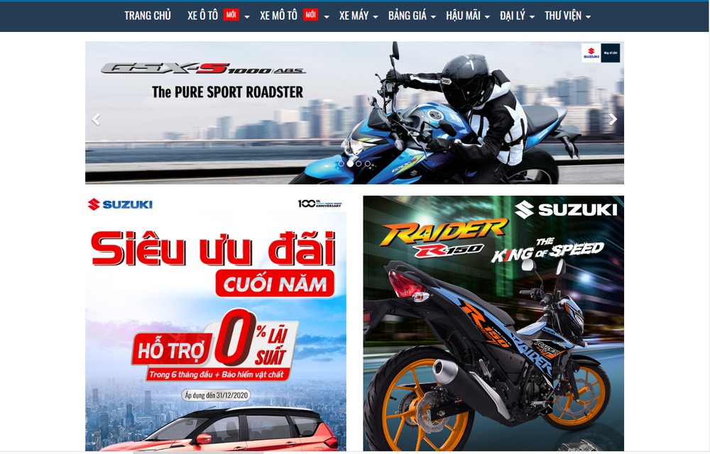 mẫu thiết kế website xe máy, xe hai bánh