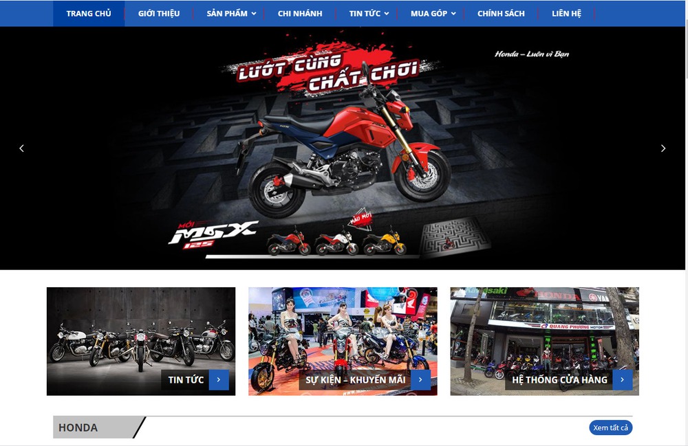 mẫu thiết kế website xe máy đẳng cấp