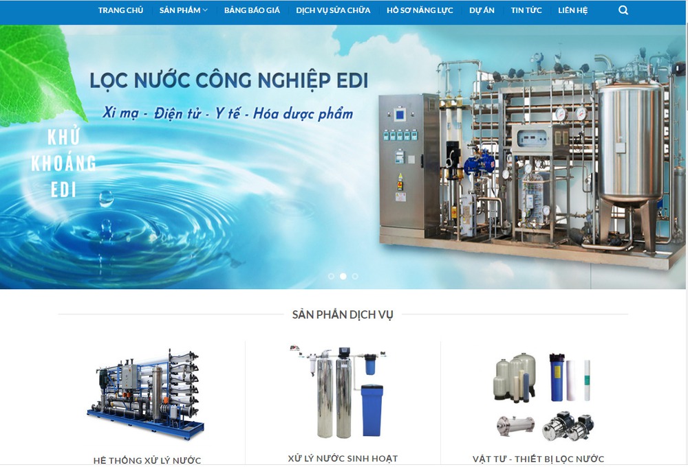 Mẫu thiết kế website bán máy lọc nước ấn tượng