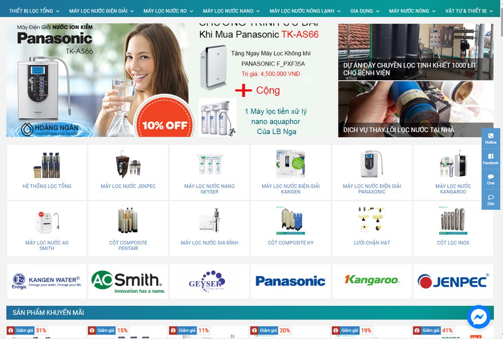Mẫu thiết kế website bán máy lọc nước nổi bật
