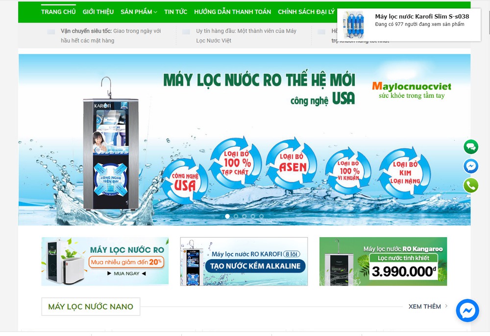 Mẫu thiết kế website bán máy lọc nước chuyên nghiệp