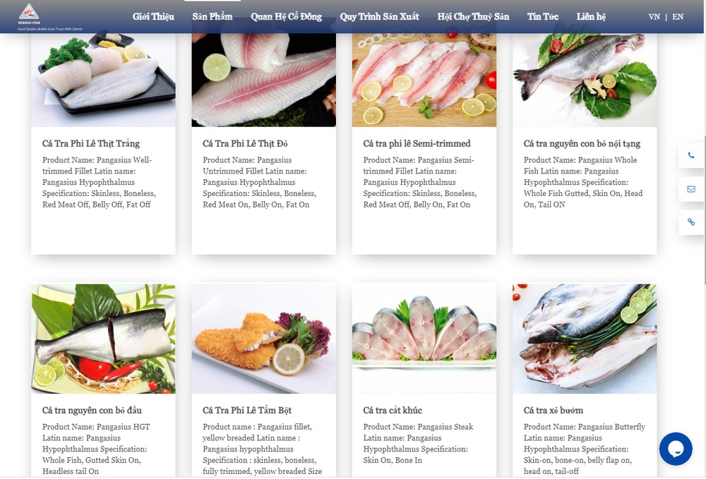 Mẫu thiết kế website thủy hải sản, cửa hàng thủy sản