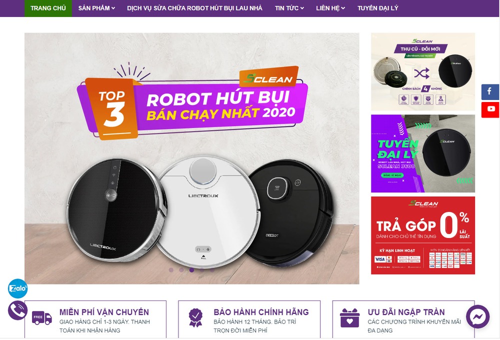 Mẫu thiết kế website robot hút bụi nổi bật
