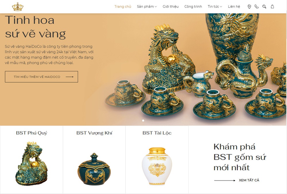 Dịch vụ thiết kế website bán đồ gốm sứ Bizfly Website