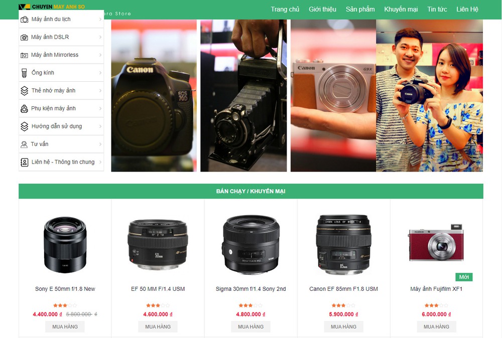 Mẫu thiết kế website bán máy ảnh nổi bật