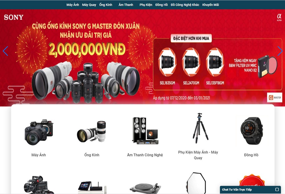 Một số mẫu thiết kế website bán máy ảnh chuyên nghiệp