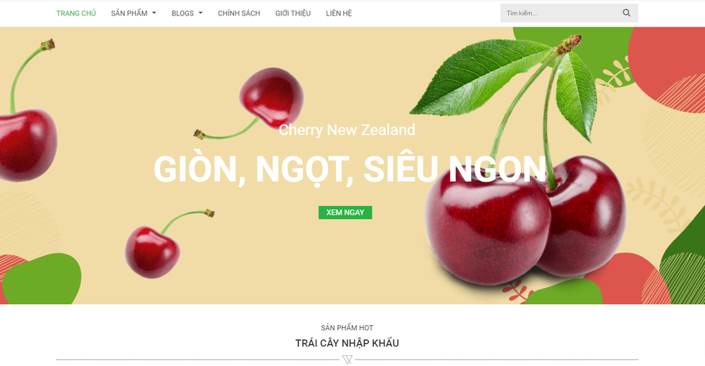 Mẫu thiết kế website bán hoa quả, trái cây cao cấp