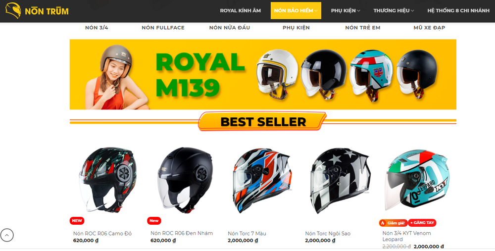 Bizfly Website - Dịch vụ thiết kế website bán mũ bảo hiểm uy tín