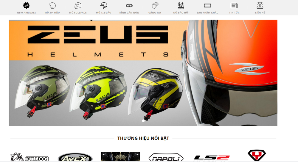 Mẫu thiết kế website bán mũ bảo hiểm thu hút