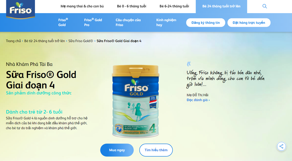 Mẫu thiết kế website bán sữa bột đẹp mắt, cao cấp