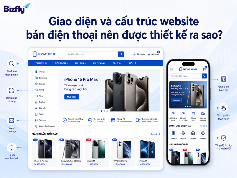 Giao diện và cấu trúc website bán điện thoại nên được thiết kế ra sao?