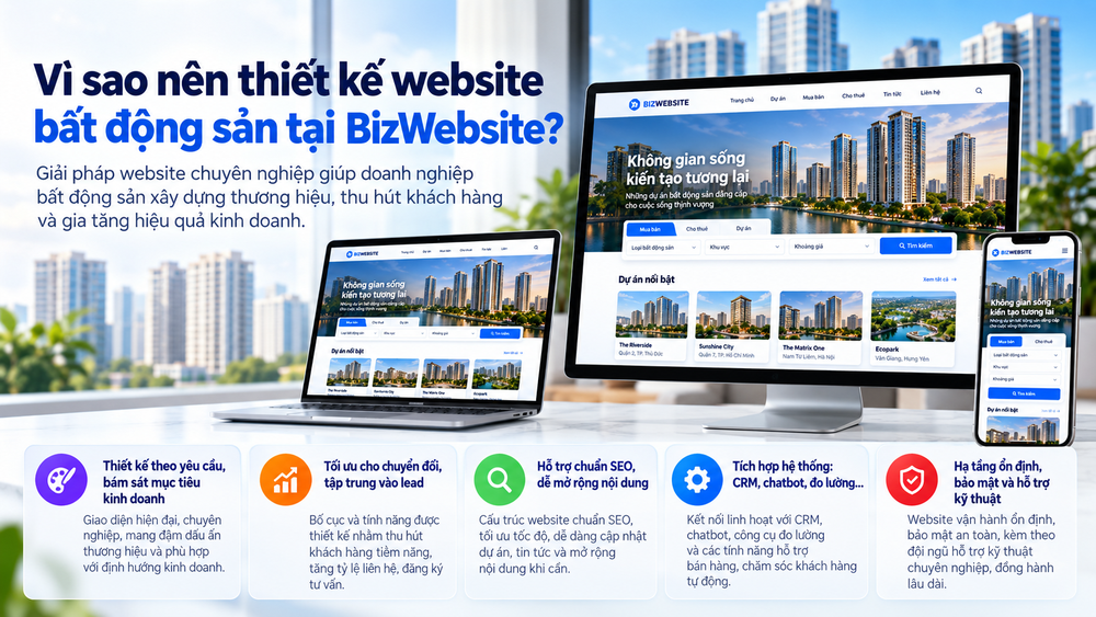 Vì sao nên thiết kế website bất động sản tại BizWebsite?