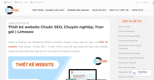 Limoseo là đơn vị chuyên cung cấp các dịch vụ thiết kế website tại Tây Ninh uy tín hàng đầu
