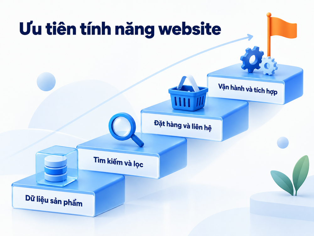 Tính năng nên được triển khai theo nhu cầu thực tế, bắt đầu từ dữ liệu sản phẩm và trải nghiệm tìm kiếm.