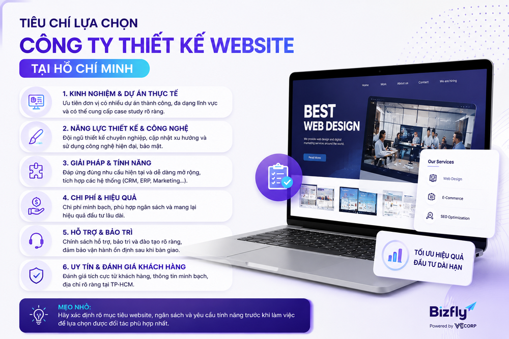 Tiêu chí lựa chọn công ty thiết kế website tại Hồ Chí Minh