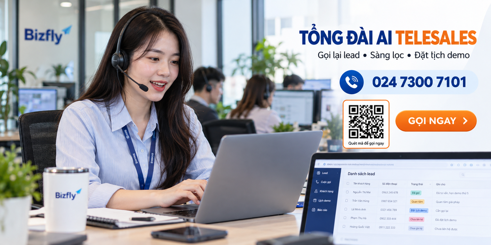 Tổng đài AI Telesales giúp tự động gọi lead, sàng lọc nhu cầu, follow-up