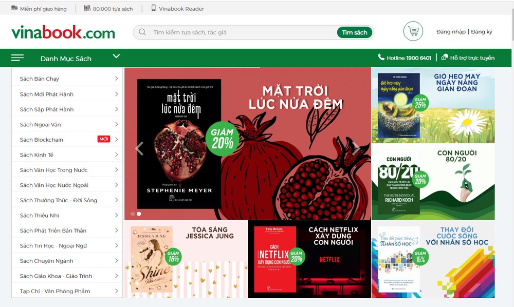  trang web bán sách nổi tiếng ở Việt Nam