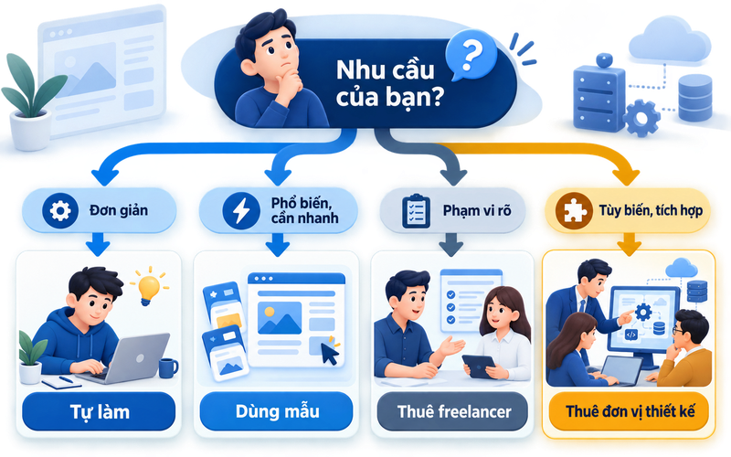 Khi nào nên tự làm, dùng mẫu hoặc thuê thiết kế?