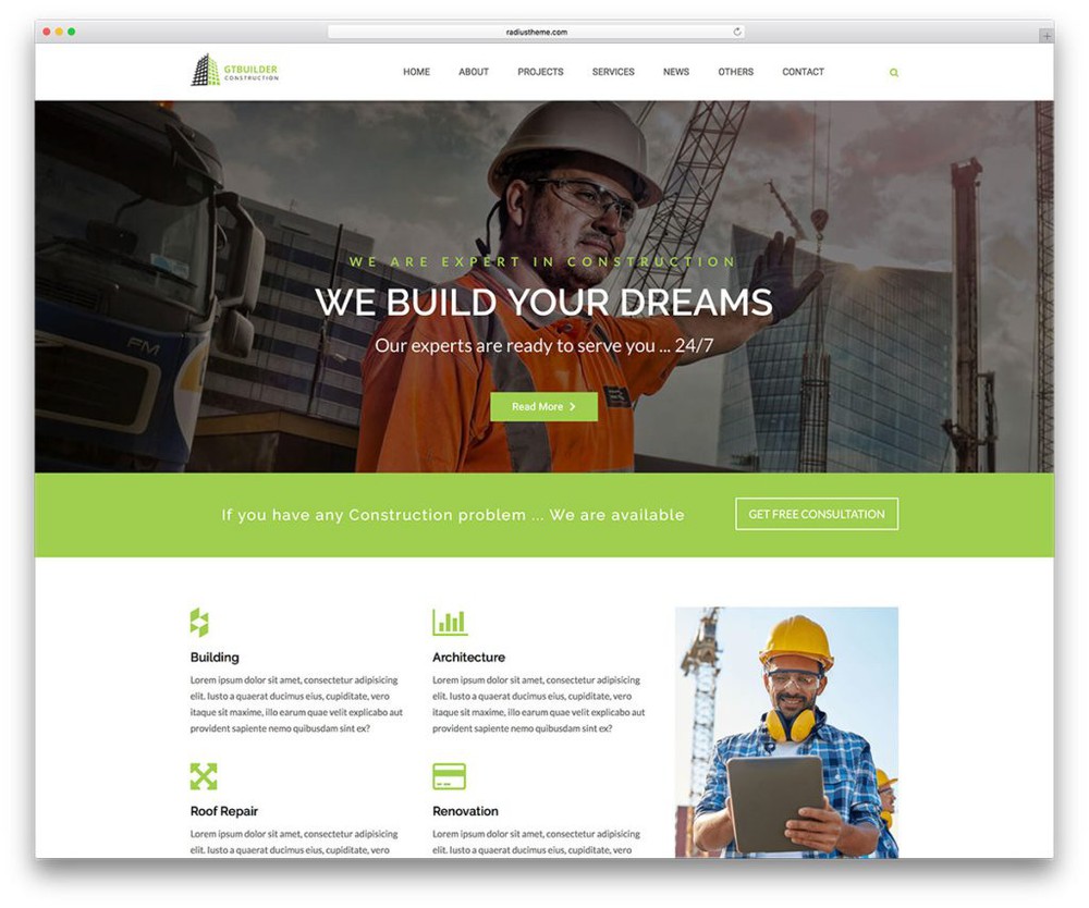 mẫu website công ty xây dựng 