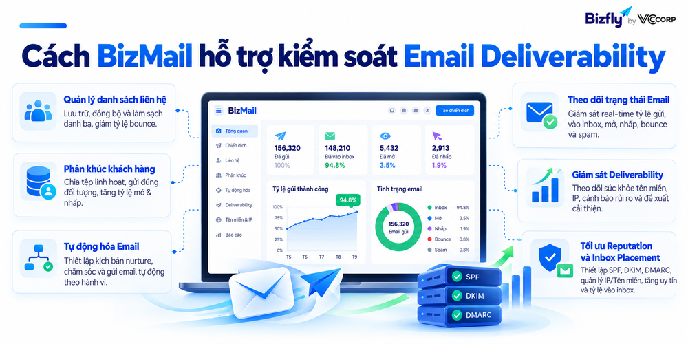 Cách BizMail hỗ trợ kiểm soát Email Deliverability
