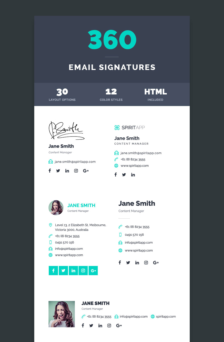 Bộ sưu tập 360 thiết kế chữ ký email cá nhân Professional E-Signature