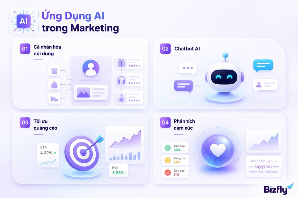 ứng dụng AI marketing phân tích hành vi khách hàng cá nhân hóa chatbot và sentiment analysis