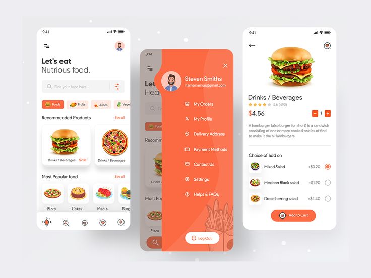 Màn hình chính và menu trên Mobile app